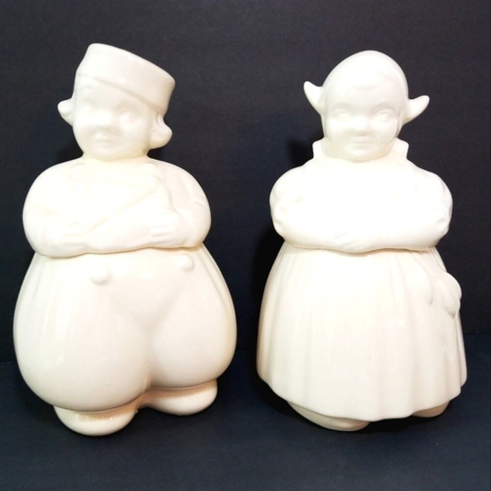 Vintage 40s Dutch boy Sailor & Dutch Girl cookie jars
